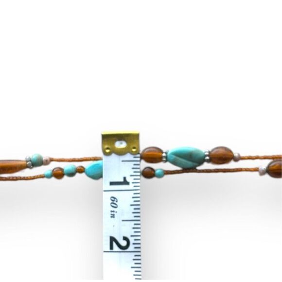 Womens Turquoise Brown Extra Long Beaded Rope Lariat Necklace Western Boho Rodeo - Picture 5 of 5